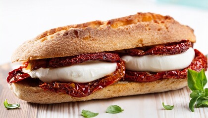 a fresh mozzarella and sundried tomato panini