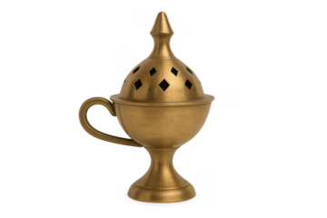 Brass censer creating aromatic fragrance for rituals