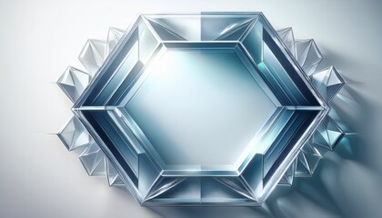abstract transparent hexagonal crystal frame on white perfect for website banner corporate background luxury