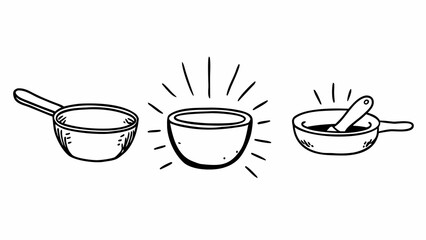 Hand Drawn Outline Of Bowls With Radiant Effect