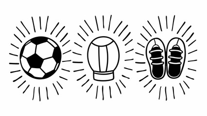 Hand-drawn sports and idea icons isolated on white