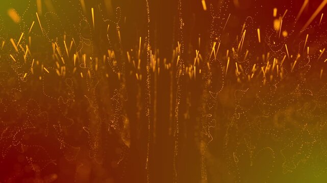 Merry Christmas and New Year screensaver. Modern video animation for holidays in blur. Abstract background with shining golden moving particles. 