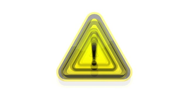 Radiating Warning Sign Animation. Yellow hazard triangle with ripple echo effect. Caution alert icon.
