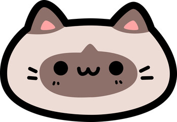 cute cartoon siamese cat face illustration for kid and child