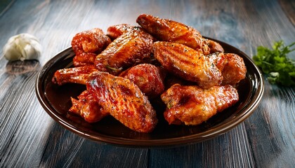 plate of roasted chicken wings spicy flavorful and crispy