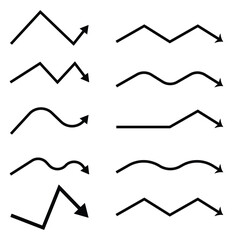 Simple Zigzag Arrow Chart Icons Illustrating Financial Progress, Market Crash and Business Analytics Concept