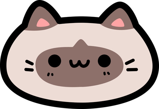 cute cartoon siamese cat face illustration for kid and child