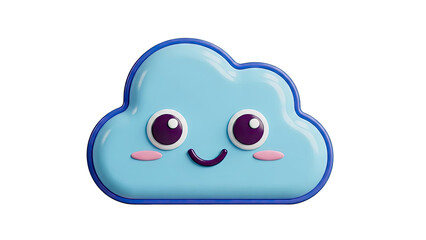 Fototapeta premium Cute Blue Cloud Character with Happy Face