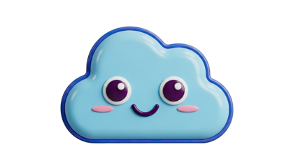 Cute Blue Cloud Character with Happy Face