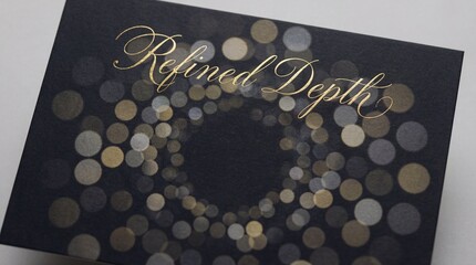 Elegant business card design with gold text on black background