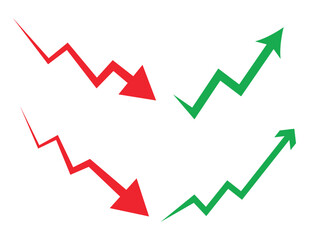Zigzag Line Arrow Graph Symbolizing Business Performance, Market Rise and Financial Decline Concept
