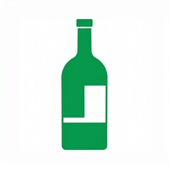 Empty Green Glass Bottle Isolated on White Background Minimalist Product Mockup