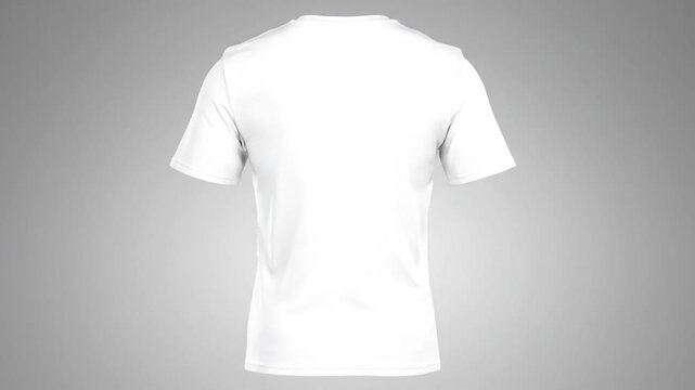 A white t-shirt is shown on a plain gray background in this video . use as multipurpose tittle intro, background. product mockup. motion graphics background