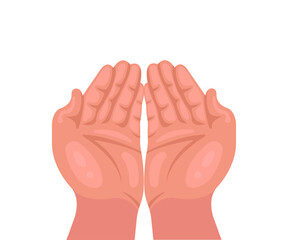 Open Palms Praying Hands with Prayer Beads  Religious Illustration