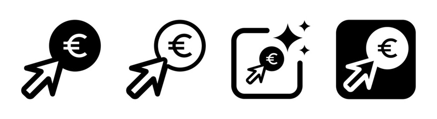 Euro coin icon with arrow symbol showing international money transfer and financial flow