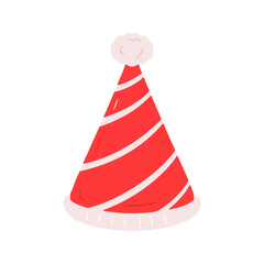 Red and White Striped Party Hat with Pom Pom