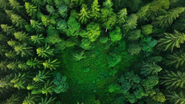 Aerial top view forest green tree, Rainforest ecosystem and healthy environment background, 