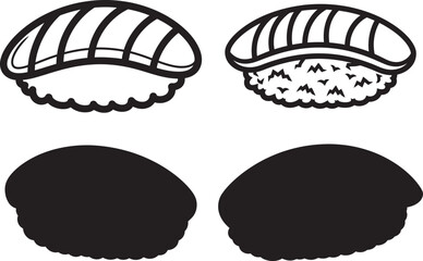 Sushi silhouette nigiri japan food black and white