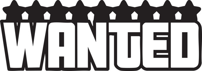 Boldly designed wanted poster graphic with seven stars above the text against a muted background illustration