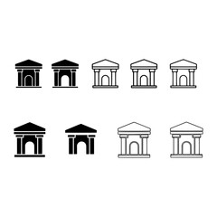 Fototapeta premium law building, bank building soild and thin linear silhouette pack
