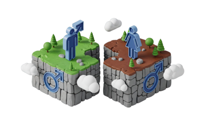 Gendered Islands with Male and Female Symbols