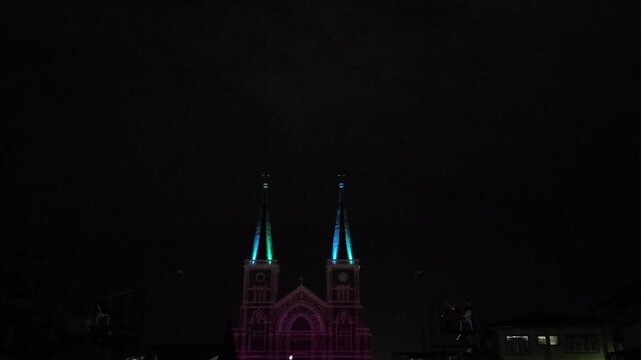 4K Church Landmark Camera Night