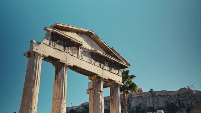 Roman Agora ruins in Athens, Greece, ancient historic landmark