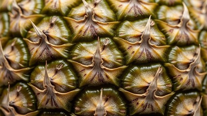 close-up of pineapple skin texture with sharp geometric pattern