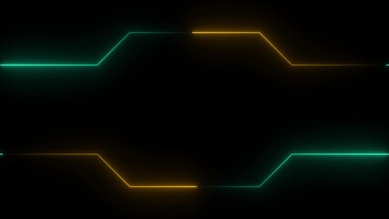 Animation of digital HUD frame futuristic technology. Neon cyan and orange tech layout for UI overlays business corporate presentation templates, sci-fi animated on black background. - Powered by Adobe