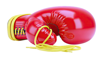Red Boxing Gloves with Yellow Laces