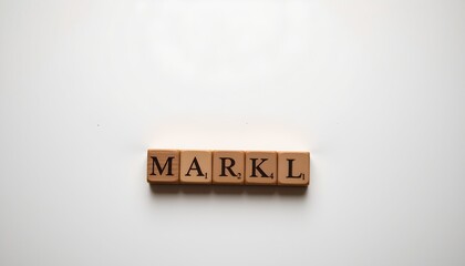 A word game where the letters spell "MARK," with each letter represented by a single tile, placed in such a way that they read "MARK