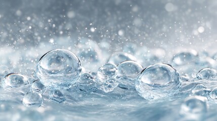 Close-up of Transparent Water Droplets on Reflective Surface with Soft Background