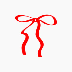 Hand drawn red ribbon doodle collection