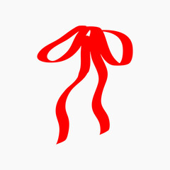 Hand drawn red ribbon doodle collection