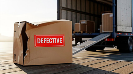 A defective cardboard box on a dock