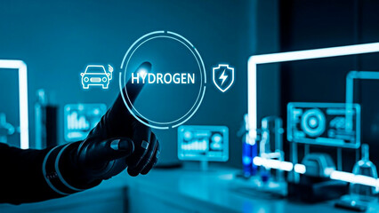 A hand in a lab interacting with a hydrogen interface