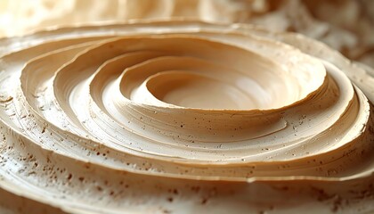 Abstract Beige Swirl Pattern with Concentric Circles and Textured Surface