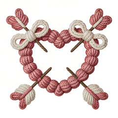 Handmade Crochet Heart Frame with Knitting Needles.