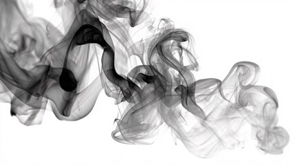 Abstract Black and White Smoke Swirling on White Background