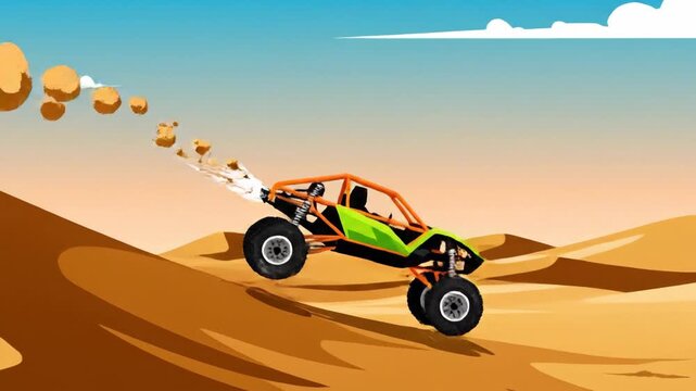 Lightweight Desert Racer Jumps Over Sand Dunes
