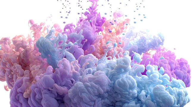 Pastel clouds blend in a swirl on white, soft, and fluffy, dreamy