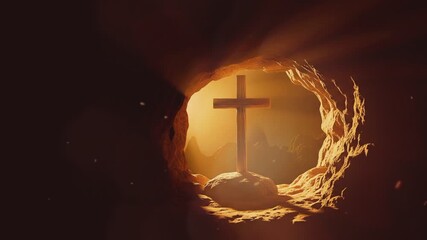 Happy Ascension of Jesus Christ with cross for background, Easter celebrating design concept 