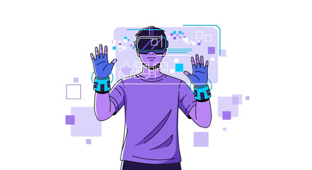 Immersive virtual reality experience: A futuristic world with interactive technology concept