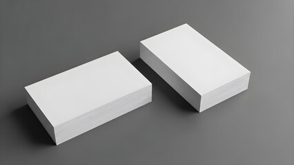 Two thick stacks of blank white business cards resting on a clean dark gray surface ready for custom graphic design mockups or branding presentations providing ample copy space for promotion