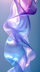 Swirling Abstract Fabric with Shades of Purple and Blue Hues on Light Background