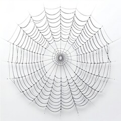 Obraz premium Circular Spiderweb with Radial Symmetry in White Background Soft Lighting