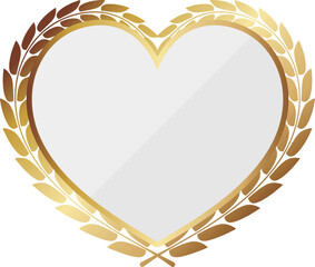 ハート型の月桂冠エンブレム　ホワイト＆ゴールド