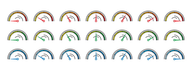 Seven-step semi-circular dial concept. Dial concept for the worlds of business, education, sports, and technology
