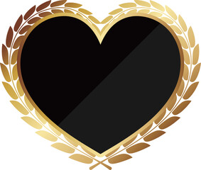 ハート型の月桂冠エンブレム　ブラック＆ゴールド