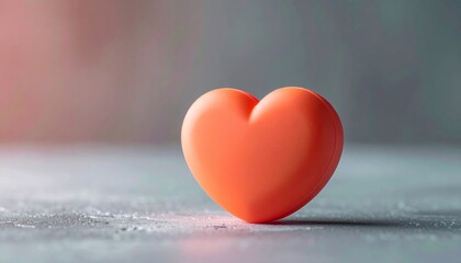 Fototapeta premium Warm Orange Heart Shape on Textured Gray Surface with Soft Lighting